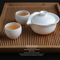 Tangshan bone china cover bowl tea bowl tea cup tea set tea cup tea cup tea cup pure white simple hand-held cover bowl household