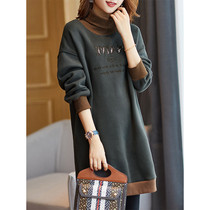 Foreign trade original single Italian first-line big-name cut womens clothing export plus velvet padded medium-length high-collar female dress winter