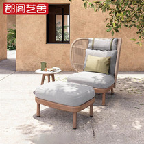 Leisure outdoor rattan sofa single hotel villa garden sun room rattan chair designer homestay hemp rope furniture