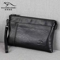 Treasure Tearoom Kangaroo Handbag Male Soft Leather Genuine Leather New Tide Large Capacity Hand Grip Bag Letter Enveloping Mens Clip Bag Hand Grab Bag