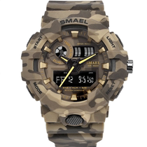 New multifunctional LED electronic watch camouflage outdoor military watch sports waterproof double display men and women climbing mountains to survive