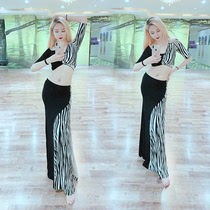 Belly dance practice suit suit 2021 summer new zebra double split skirt dress dress womens Oriental dance fashion