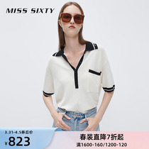 Miss Sixty2022 springtime new woolen sweatshirt women polo collar Academy wind crashes 6W1RJ7561000
