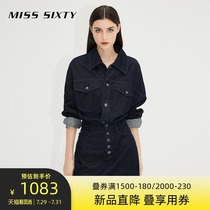 Miss Sixty2021 autumn new denim dress women high waist long sleeve short skirt 6N3DJ7831000