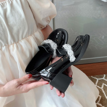 Mary Jane big head small leather shoes womens summer 2021 new British style retro thick-soled crystal loafers