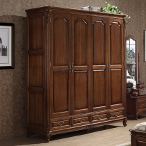 American Walnuts Wood Wardrobe Full Solid Wood Four Doors Large Wardrobe Simple Beauty Bedroom Log Suite Furniture Storage Containing Cabinet