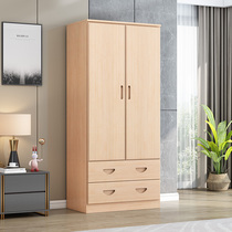 Childrens full solid wood wardrobe home bedroom wooden modern simple small apartment rental double door economy wardrobe