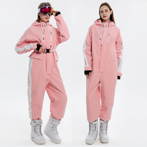 ARCTIC QUEEN ski suit womens suit one-piece windproof waterproof soft shell plus velvet veneer double board skis men