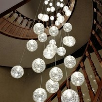 Staircase chandelier long chandelier glass round ball modern simple duplex villa rotary stairwell loft chandelier ball shaped