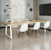 Simple solid wood multi-person desk Modern studio Wrought iron conference outdoor table and chair set table long table Company post