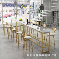 Nordic simple leisure bar table and chair combination Modern cafe milk tea shop manager Marble high-legged table and chair