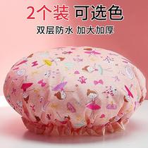 Double bath cap waterproof bathing cap Summer woman Cute Thickened Bath Imposter Child Girl Bath Headgear Hair Hat