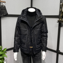 Mens down jacket winter Tide brand 2021 new brand short handsome trend explosive thick hooded jacket
