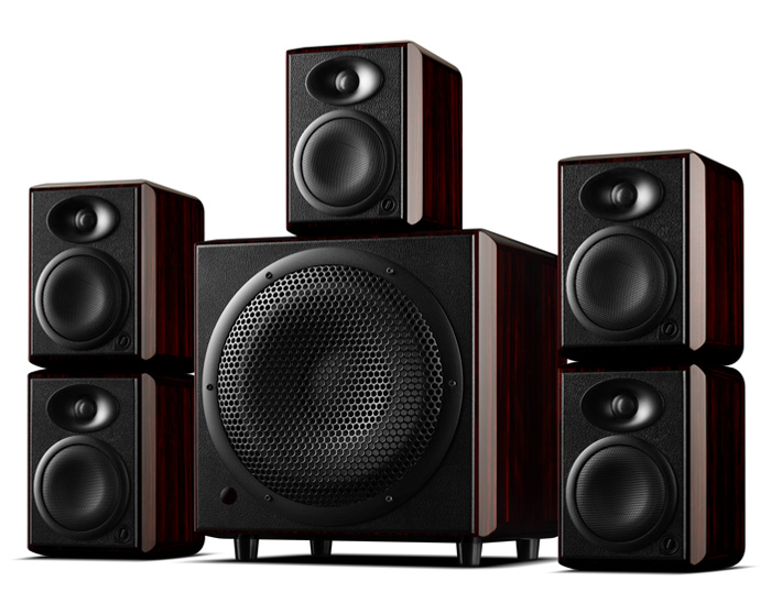 HiVi Swans H4 active monitor speakers with Hivi H10 subwoofer composed of 5.1 home theater speakers