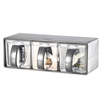Japan asvel Asper Heron seasoning bottle seasoning Jar Kitchen three grid stainless steel seasoning box
