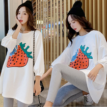 Pregnant Woman Spring Dress Blouse Fashion 2022 New Online Red T-Shirt Big Code Pregnant Woman With Dress Mid-Spring Fall