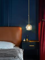 Crystal bedside chandelier post-modern light luxury bedroom long line chandelier Nordic personality all copper restaurant bar chandelier