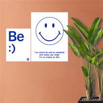 smile Klein Blue Cute Smiley Sticker Homestay Costume Store Coffee Beverage Store Photo Self-adhesive Poster
