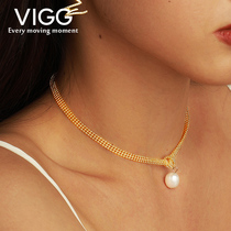 vigg sunrise pearl necklace female summer clavicle chain 2021 new niche design sense light luxury high-end tide brand