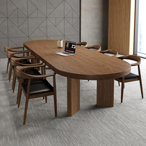 Solid wood meeting table Long table oval Negotiations strip table minimalist modern desk room table and chairs combination
