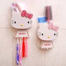 Toothbrush holder set suction wall type KT cat cartoon creative toothpaste holder stick type Wall Mount toothbrush holder