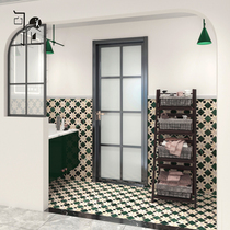 Retro marble mosaic toilet background wall tiles dark green stone Nordic toilet kitchen floor tiles