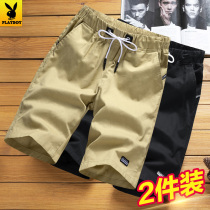 Playboy pure cotton shorts men summer five pants tide loose straight tube recreation exercise seven-point beach pants tide