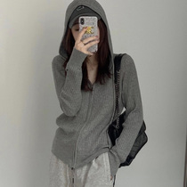 Swaying in the wind 2021 New sweater womens base shirt casual loose hooded knitted cardigan jacket
