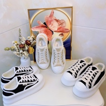 Small fragrant style biscuit shoes women plus velvet 2021 autumn and winter New Leisure Sports small white shoes thick bottom canvas shoes