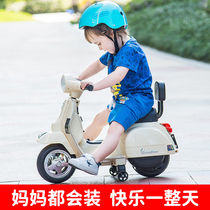 Vespa children's electric motorcycle rechargeable toy car can ride a one-year-old baby 1-3-year-old child remote control stroller