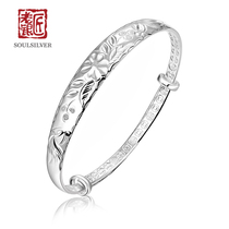 Old silversmith bracelet 999 foot silver pisangesang flower silver bracelet to send mother silver bracelet simple temperament silver bracelet