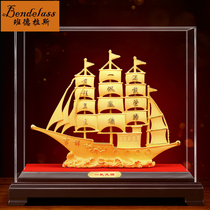 Smooth sailing sand gold sailboat ornaments light luxury high-end crafts office decorations housewarming opening gifts