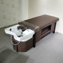 Beauty salon Thai full reclining shampoo bed High-grade ceramic basin hair care spa push back integrated flush shampoo bed