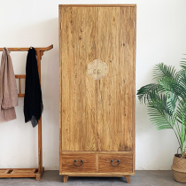 Old Elm wardrobe home bedroom homestay hanging wardrobe solid wood Chinese cabinet Zen furniture floor cabinet storage storage