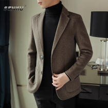  Mens woolen coat short double-sided cashmere woolen coat slim Korean casual suit Ni Zi thickened autumn and winter