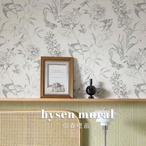 Red French Red Swallow Wallpaper Skin Gray Wallpaper Superior Bedroom Wallpaper Customized Murals