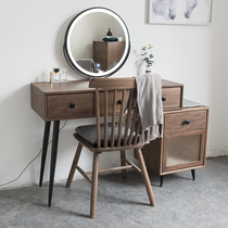 Nordic solid wood walnut dressing table Net red ins Wind dressing table modern simple storage cabinet