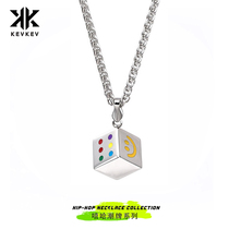 Kevkev official lucky smiley dice necklace men and women tide Hip Hop couple niche gift a pair of lettering