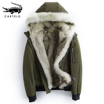 Kadile crocodile winter pike men short hooded fur one thick fur liner mens coat tide