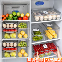 Storage box plastic transparent refrigerator storage box Japanese kitchen vegetable and fruit crisper Japanese food whole with lid