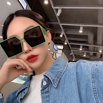 Korean version of the large frame green net red simple glasses polarized sunglasses Female personality big frame male big face retro sunglasses