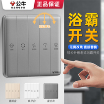 Bull Bath Switch Smart Bathroom Toilet Panel 5 open monolithic General Toilet Heating Fan Control Panel