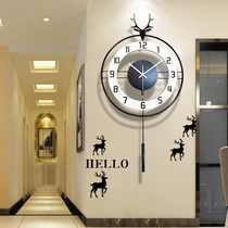 Nordic Deer watch wall clock Living room modern simple creative light luxury net Red fashion home clock wall free punch