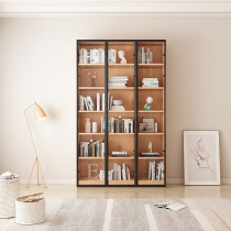 Solid wood bookcase Modern minimalist with glass door One-piece wall locker Small light luxury display cabinet Floor-to-ceiling combination