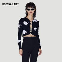 UOOYAA Ugirl 2022 Spring new small hand series metal ring hollowed-out needles jersey