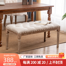 Carnson American retro-strip bench Carved Countryside Changing Shoes bench Bedstool Solid Wood Method to do old long dining stool