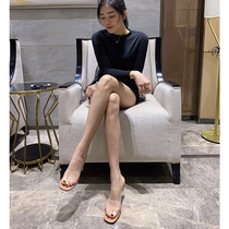 Net red identical in line with a transparent sandal woman 2022 Summer high heel slippers genuine leather Sexy High heel Shoe toes