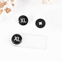 Plastic size buckle round size label clothes size standard two buckle black and white press deduction number letter