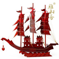 Redwood boat crafts one meter dragon boat solid wood sailing model large living room porch ornaments smooth sailing