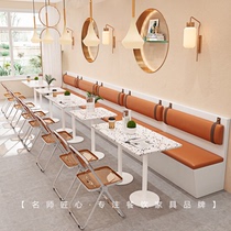 Milk tea shop table and chair combination commercial folding dessert shop sweet fresh Net Red shopping mall restaurant Cafe card seat